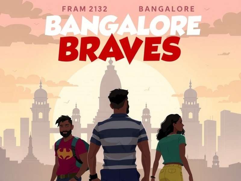 Bangalore Braves Official Cover Art Bangalore Braves Cover Image featuring main characters in front of Bangalore skyline
