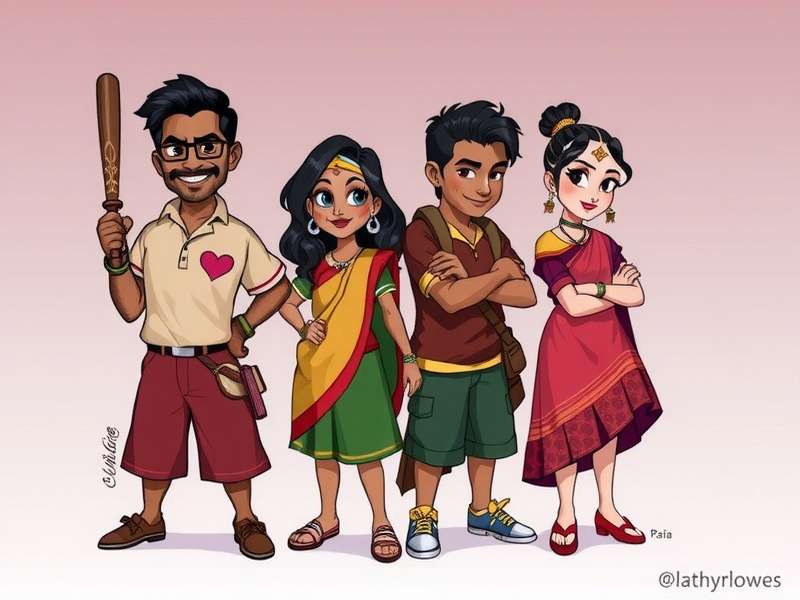 Bangalore Braves Main Characters Bangalore Braves main characters - Raju, Anjali, Appa, and Meera